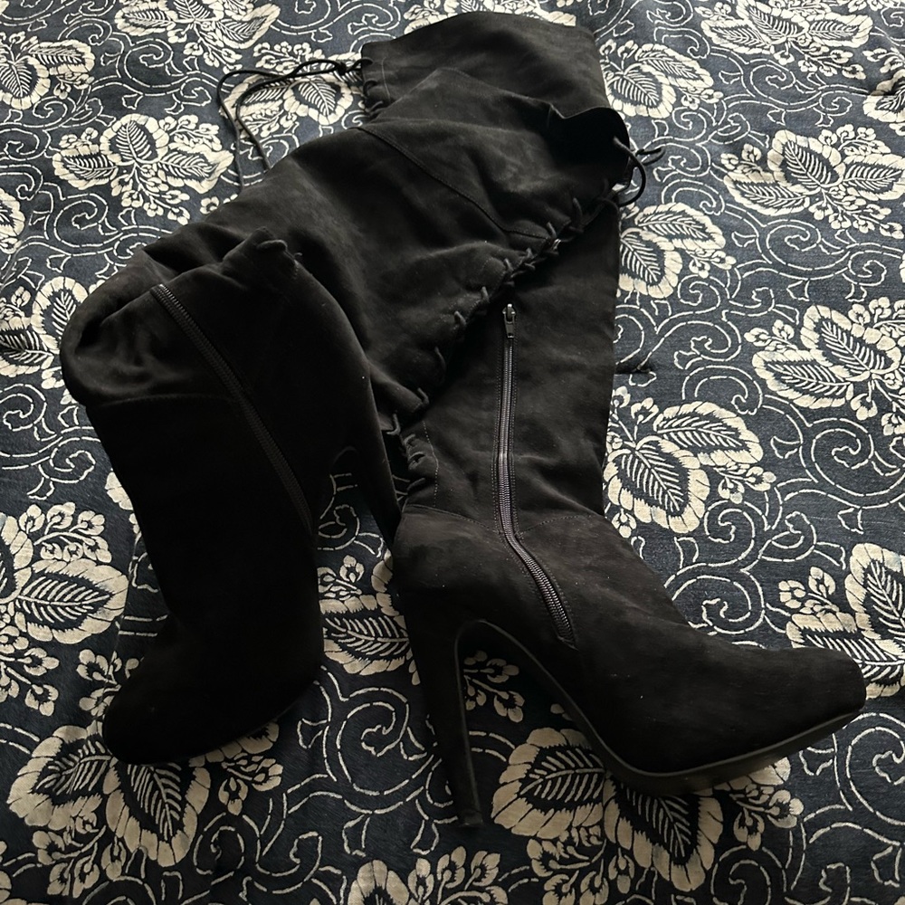 Black thigh high boots